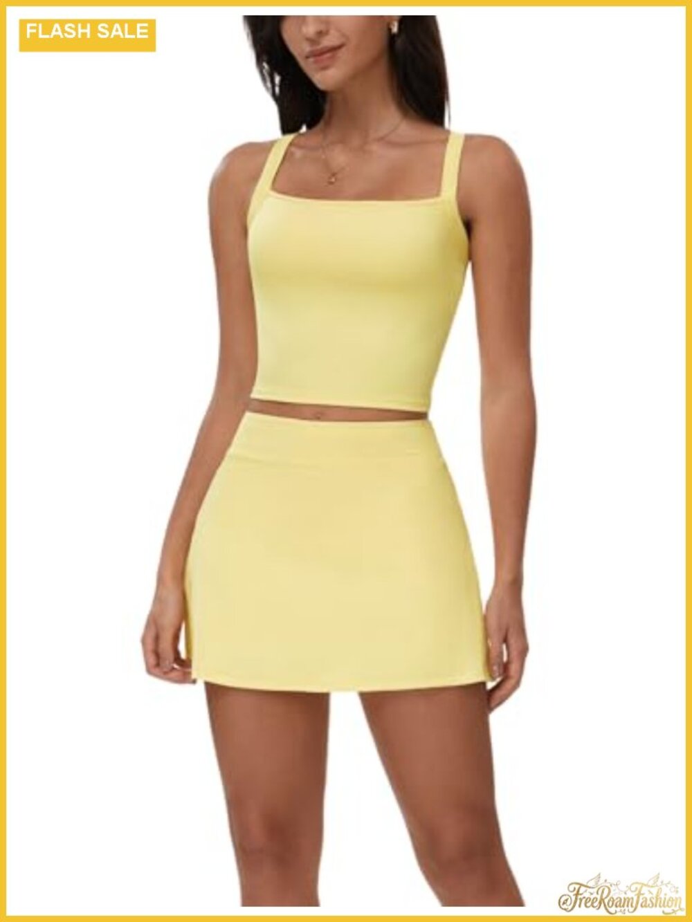 Women's 2-Piece Tennis Skirt Set High Waisted Pleated Ruffle Skort with Padded
